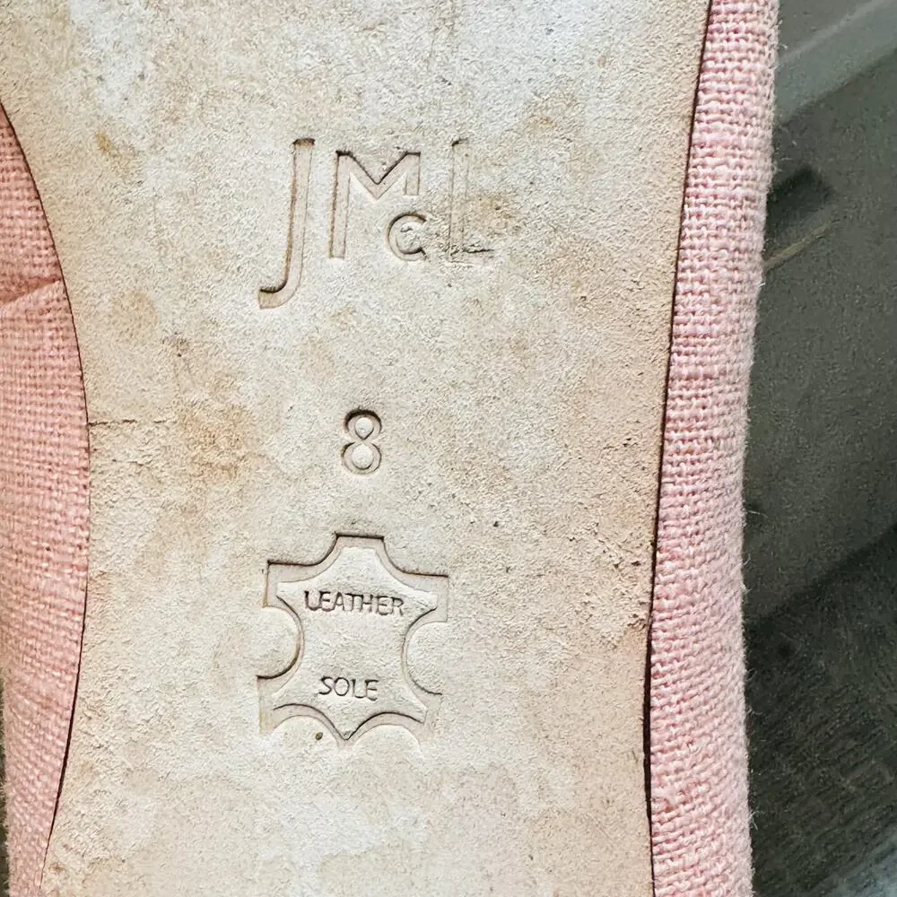 J McLaughlin Shoes Womens 8 Pink Linen Ballet Flats Pointed Toe Slip On Casual